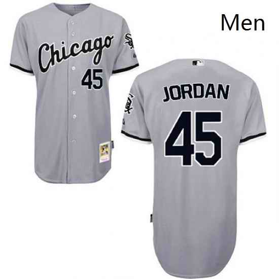 Mens Mitchell and Ness Chicago White Sox 45 Michael Jordan Replica Grey Throwback MLB Jersey